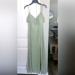 Azazie sage green formal dress